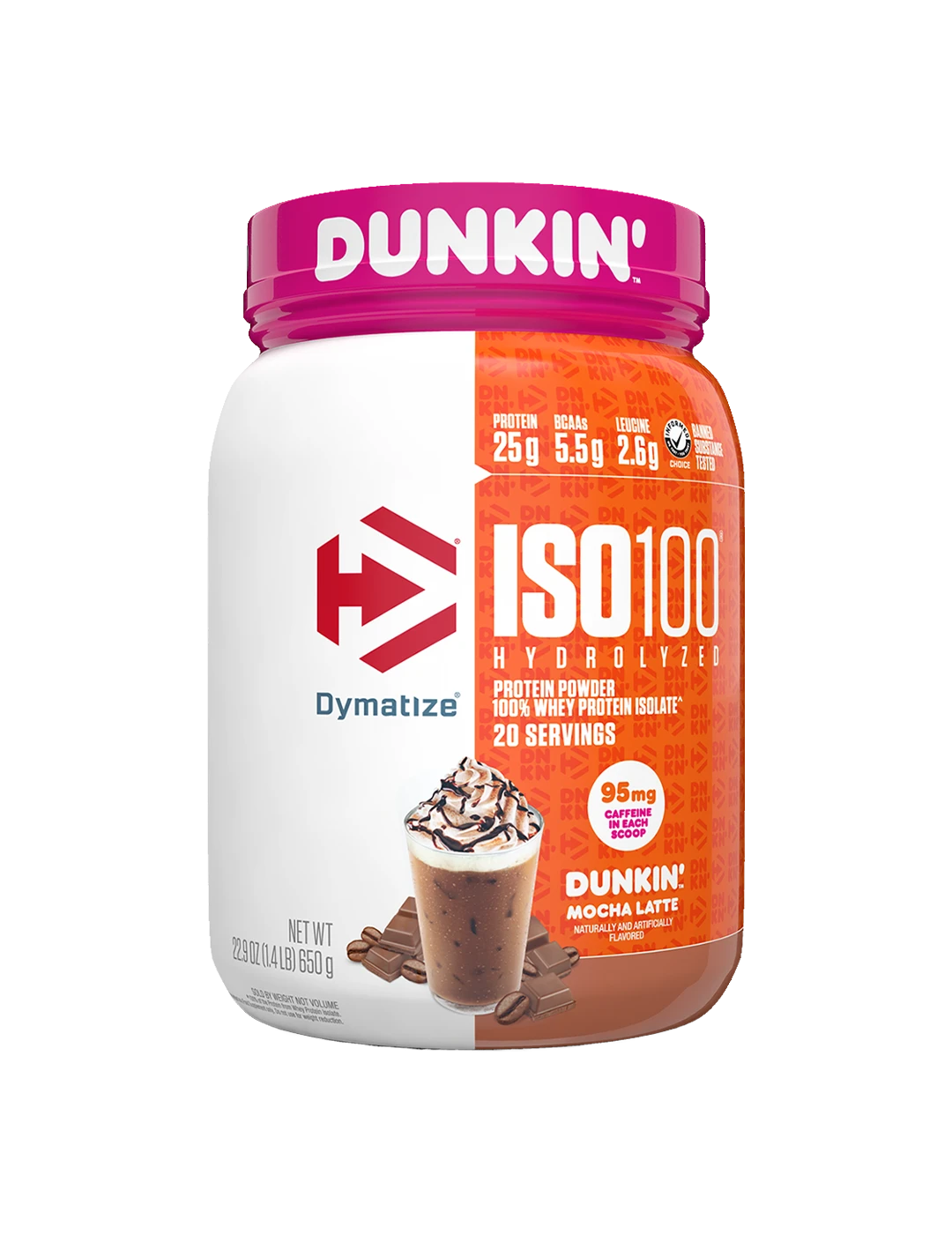 Dymatize ISO100 20 Servings Dunkin Mocha Latte Front | ASN