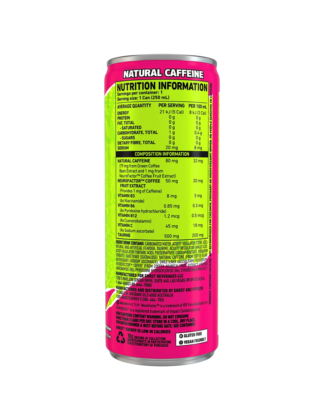 Ghost Energy 250m L Warheads Sour Watermelon NIP | ASN