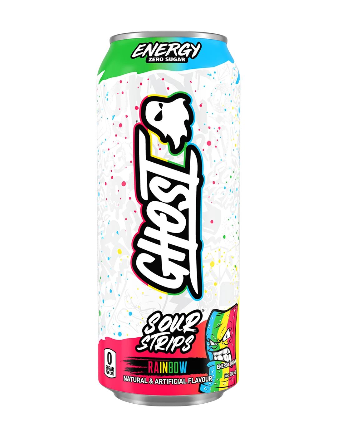 Ghost Energy Drink Sour Strips Rainbow 500mL Front – GHOST | ASN