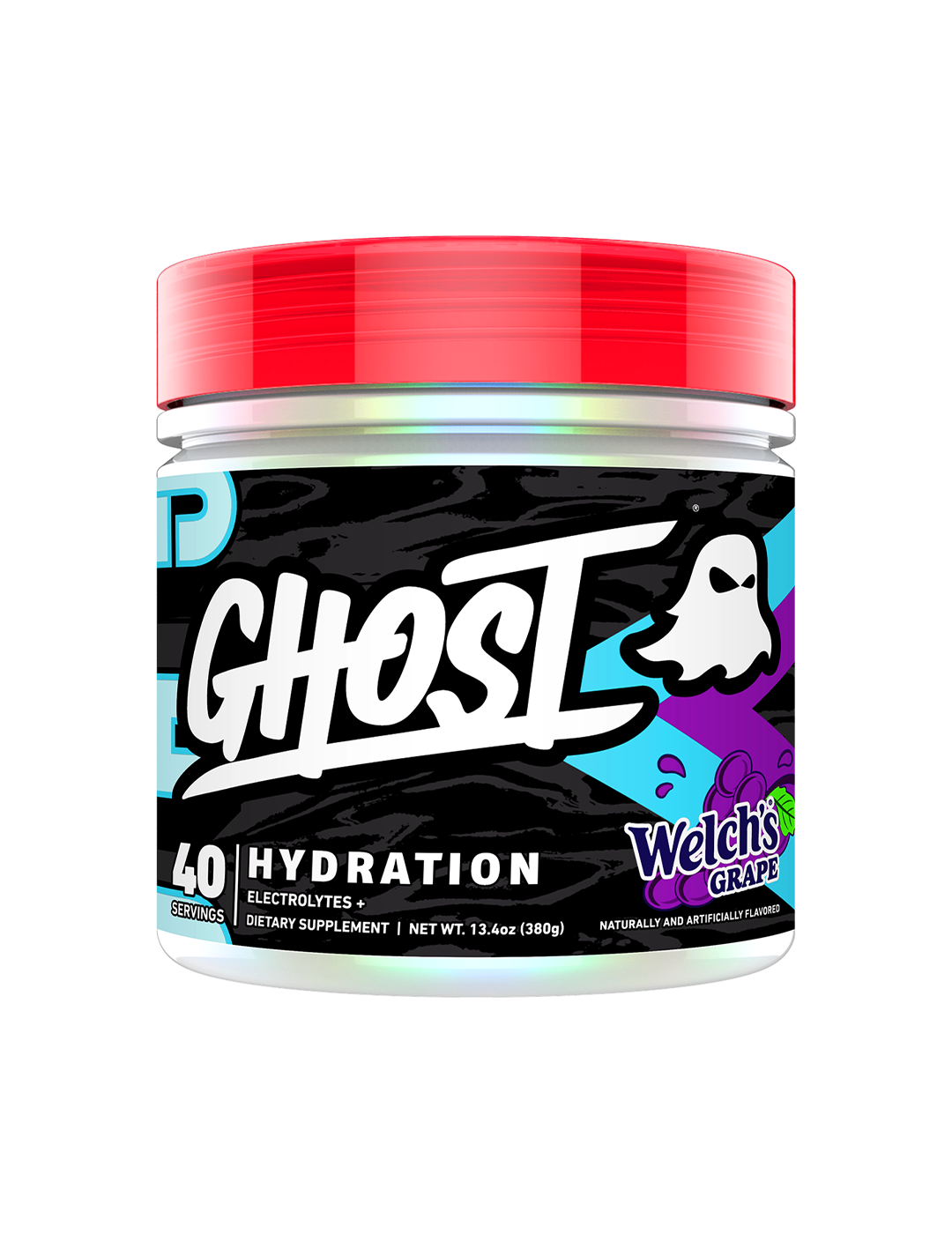 Ghost Hydration Electrolytes+ Welch’s Grape 40 Servings Front – GHOST | ASN