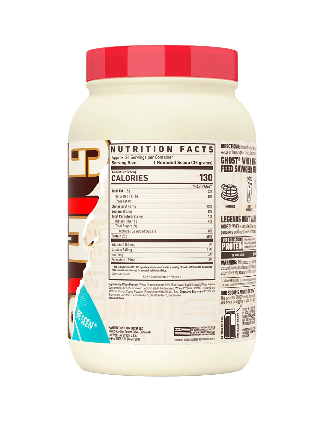 Ghost Whey Protein Milk Chocolate 2lb Nutrition Information Panel – GHOST | ASN