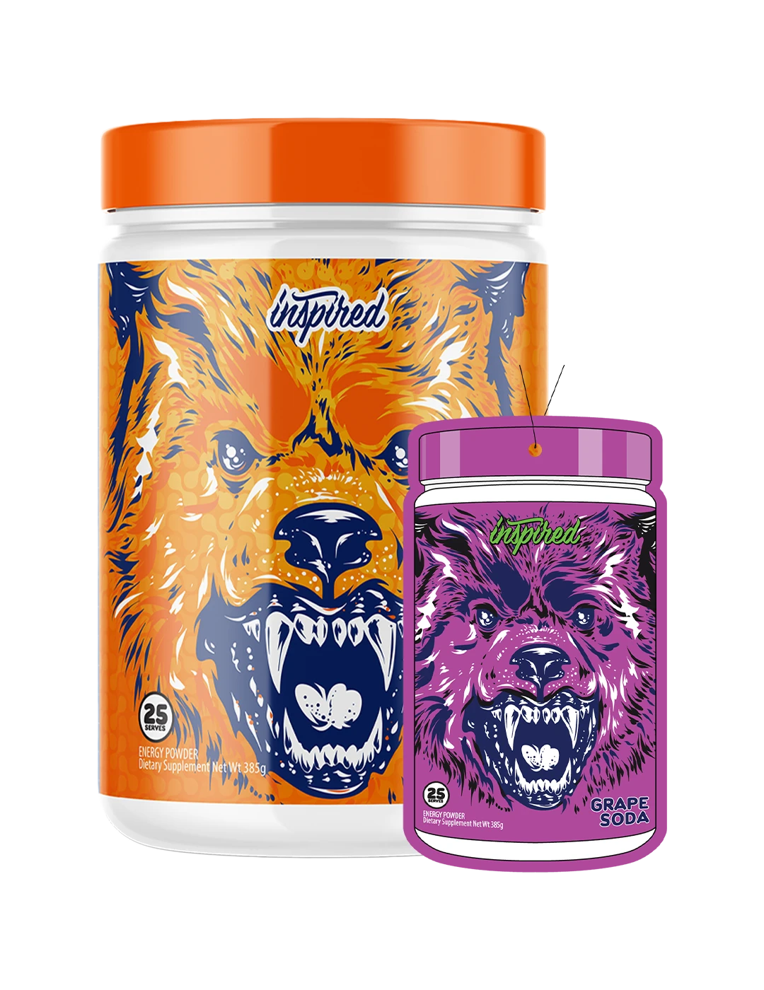 Inspired Big Black DVST8 Pre-Workout Orange Mango 25 Servings with Free Grape Soda Air Freshener – Inspired Performance | ASN