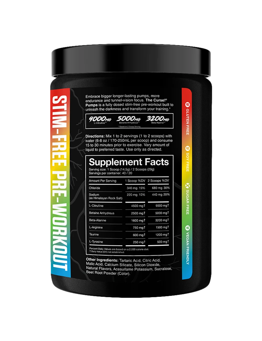 JNX Sports The Curse! Stim-Free Pump + Free Mini Protein Bottle Key Chain