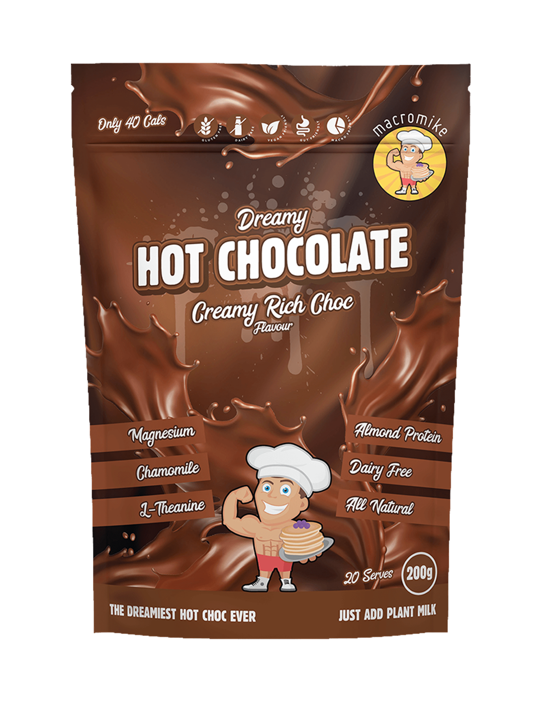 Macro Mike Dreamy Hot Chocolate Creamy Rich Choc 200g Front – Macro Mike | ASN