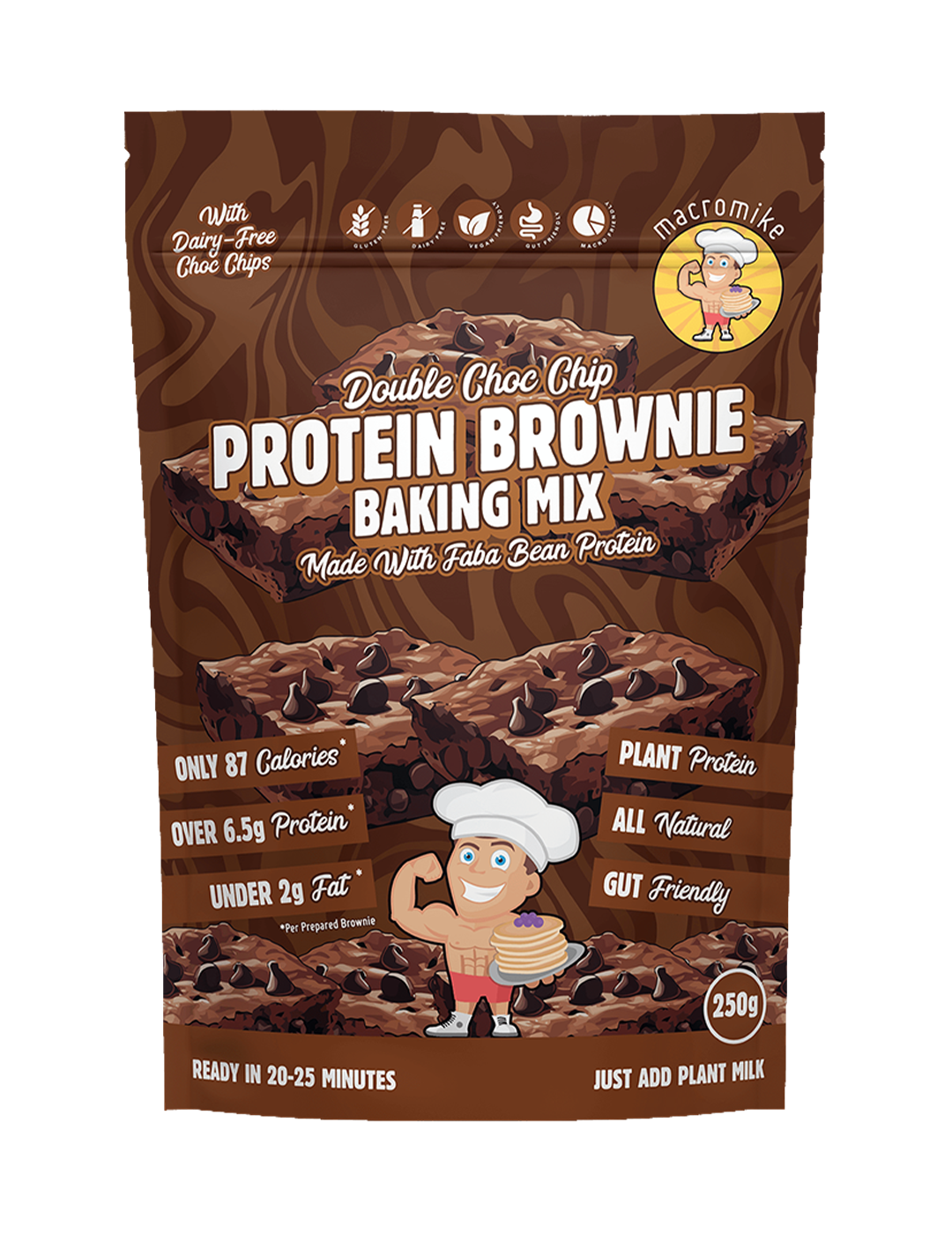 Macro Mike Baking Mix Double Choc Chip Brownie 250g Front – Macro Mike | ASN
