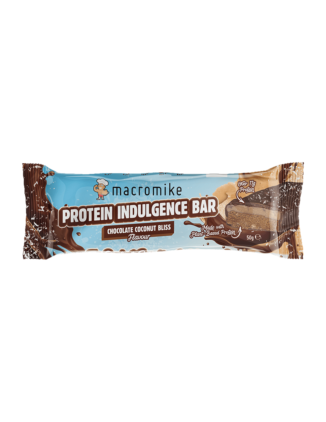 Macro Mike Protein Indulgence Bar Chocolate Coconut Bliss 50g Front – Macro Mike | ASN