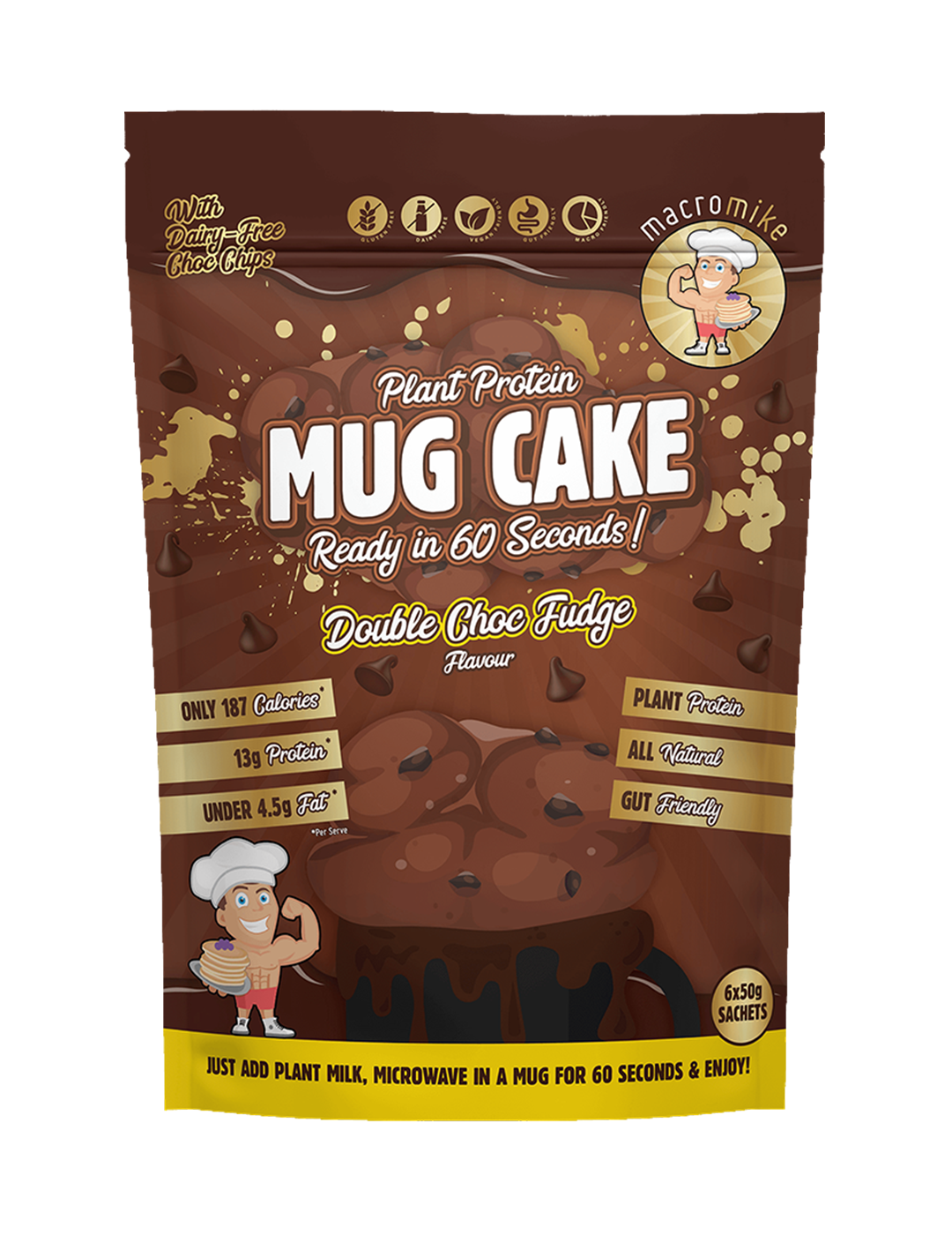 Macro Mike Plant Protein Mug Cake Double Choc Fudge 6x50g Front – Macro Mike | ASN