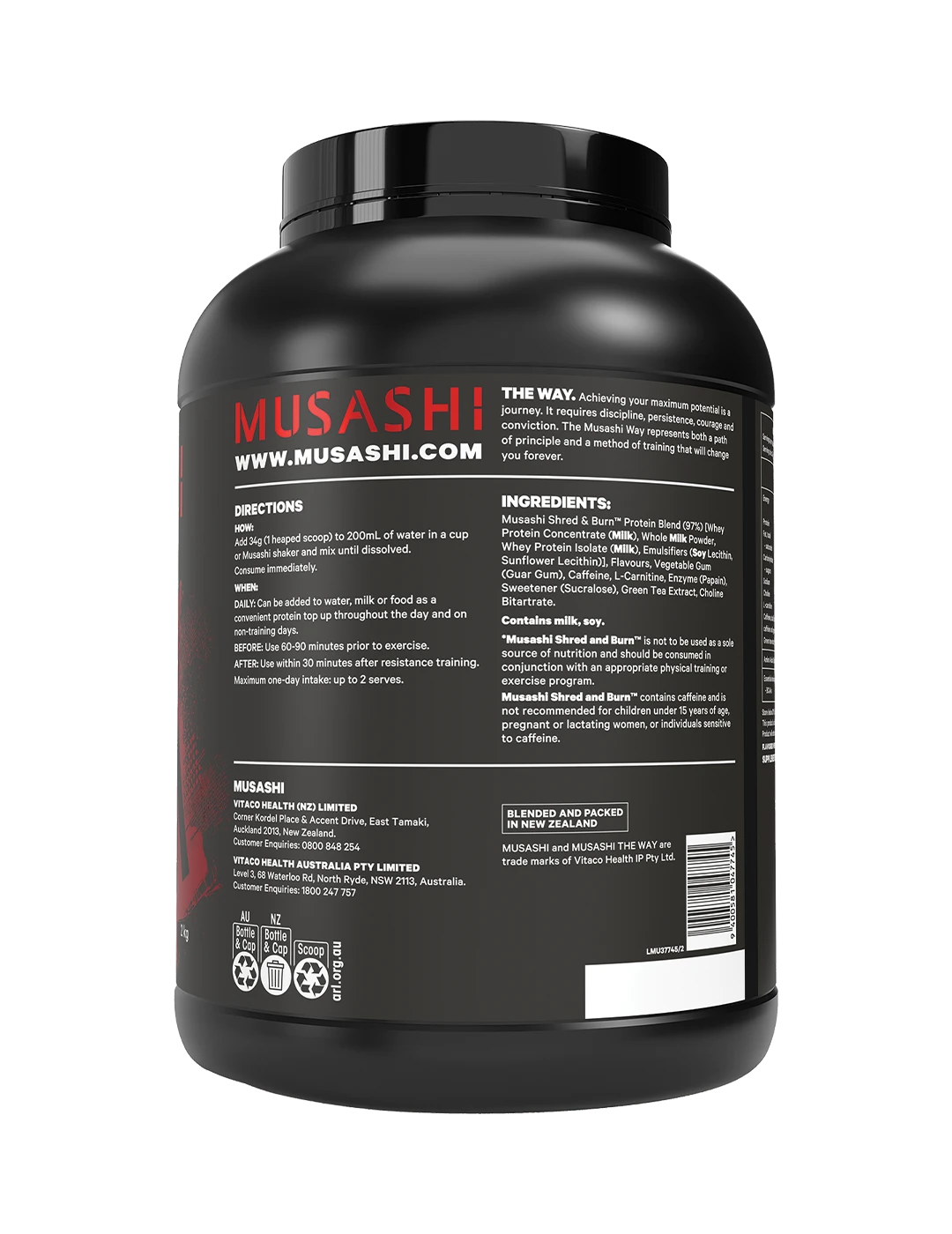 Musashi Shred &amp; Burn Protein Powder