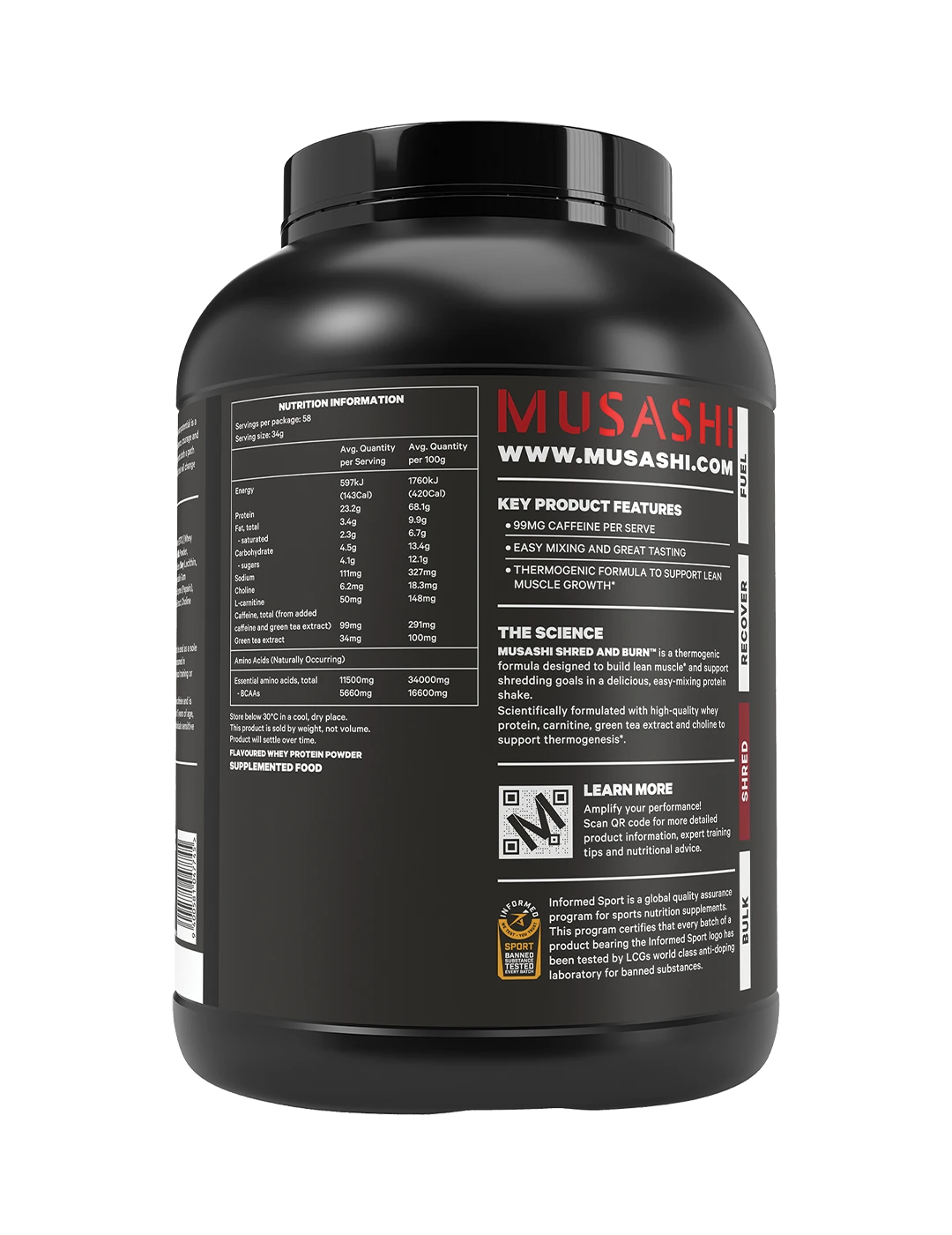 Musashi Shred &amp; Burn Protein Powder