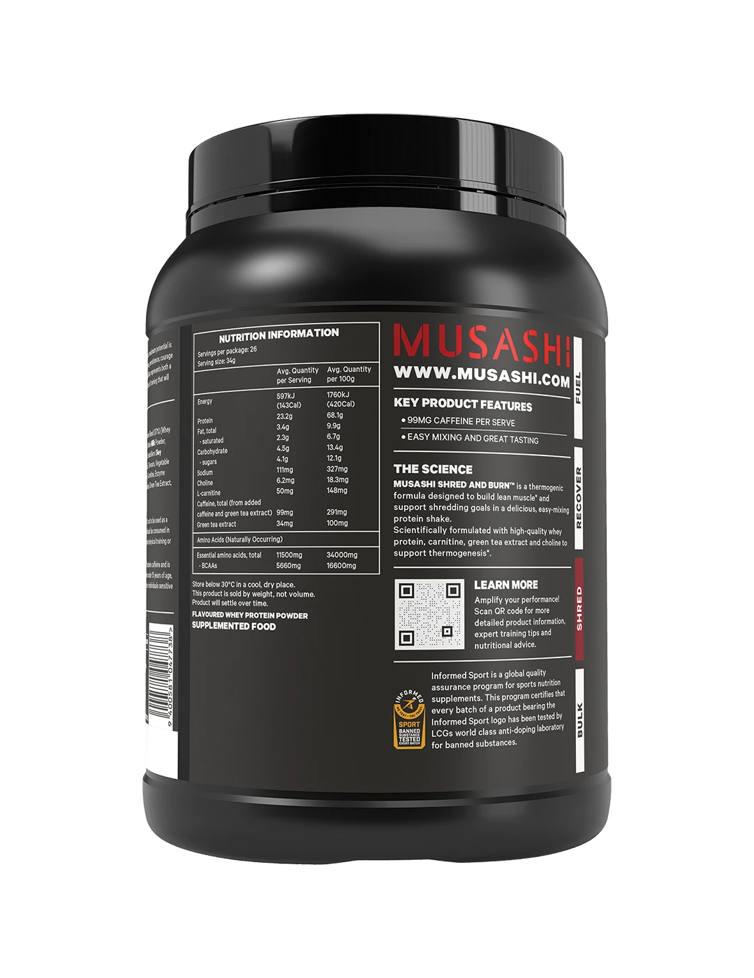 Musashi Shred &amp; Burn Protein Powder