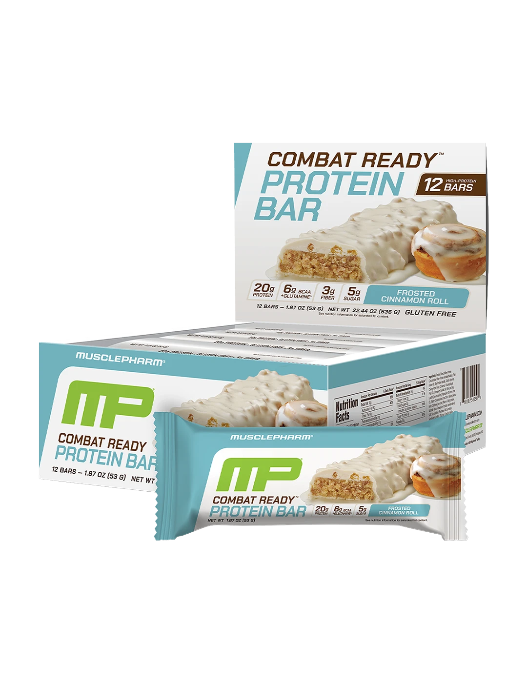 Muscle Pharm Combat Ready Protein Bar Frosted Cinnamon Roll Box | ASN
