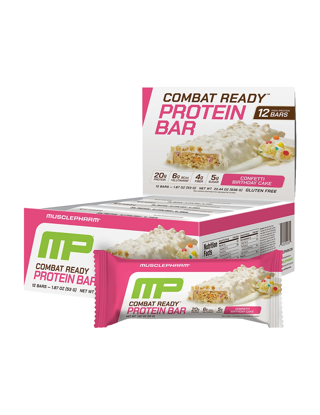 Muscle Pharm Combat Ready Protein Bar Confetti Birthday Cake Box | ASN