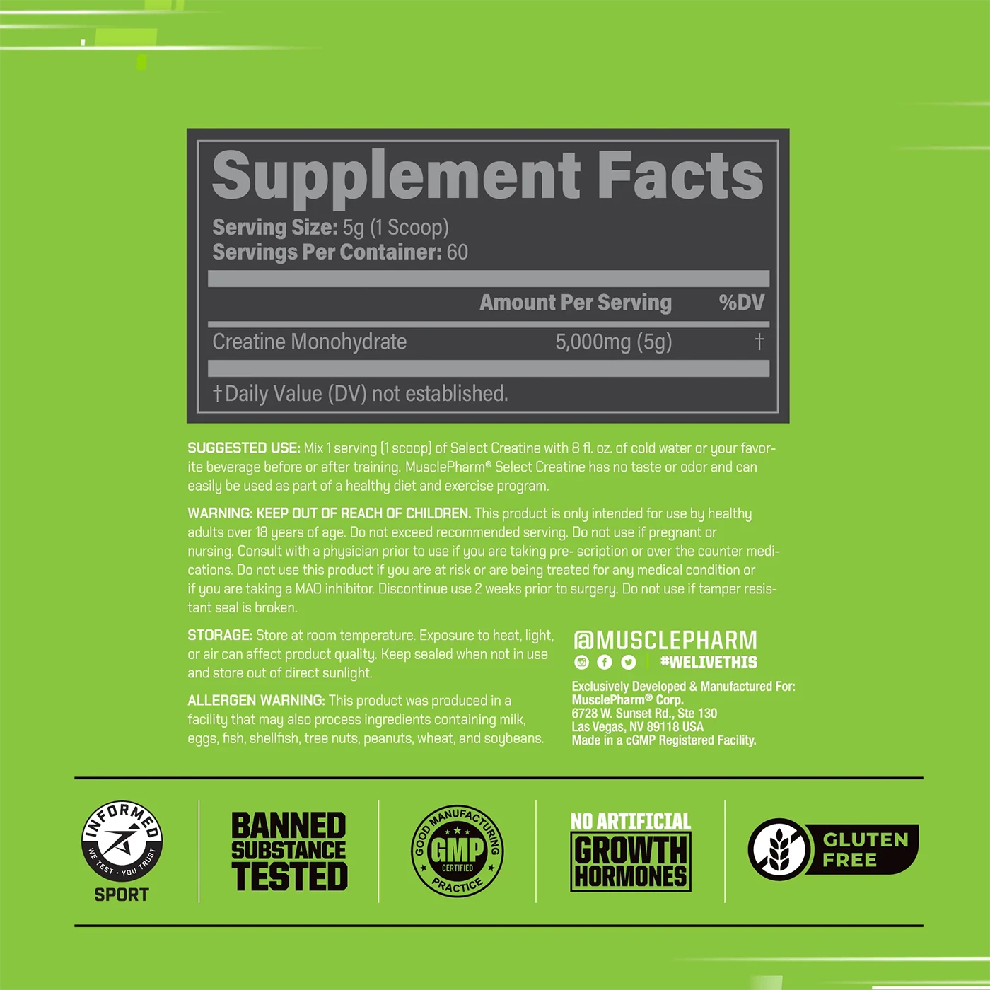 Muscle Pharm Select Creatine 300g SFP | ASN
