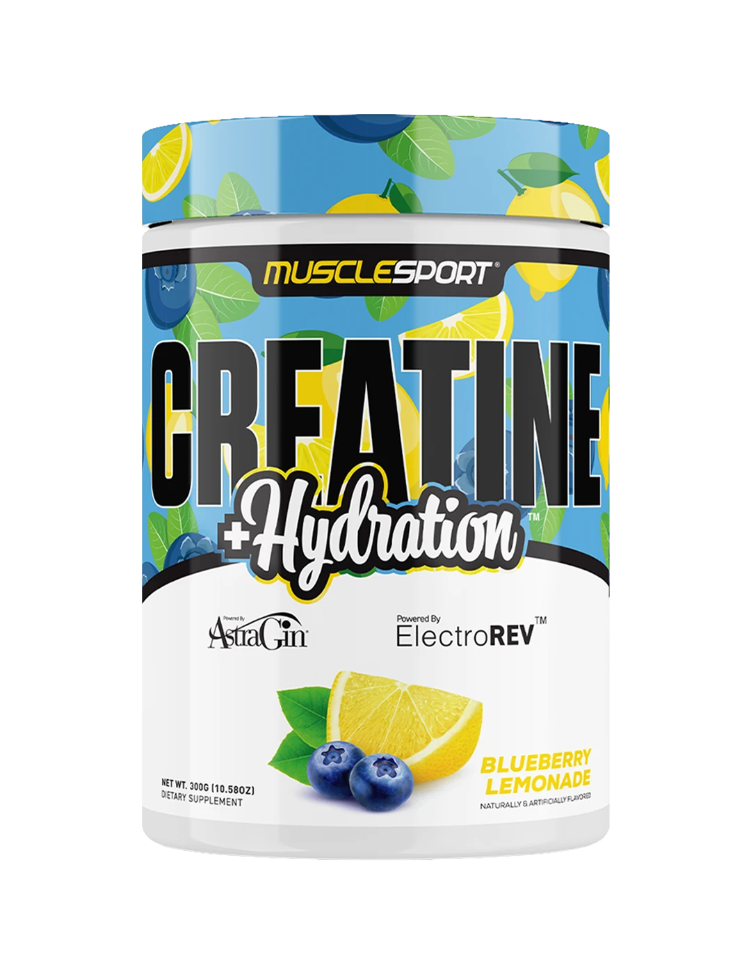 Muscle Sport Creatine Hydration 300g Blueberry Lemonade Front 1 | ASN