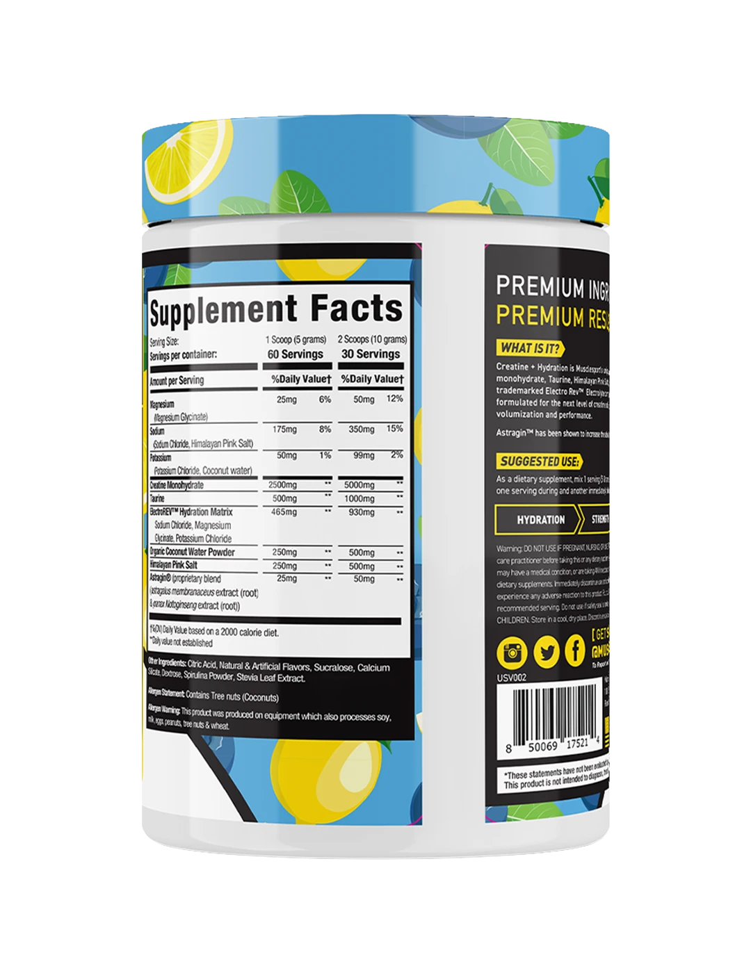 Muscle Sport Creatine Hydration 300g Blueberry Lemonade NIP | ASN