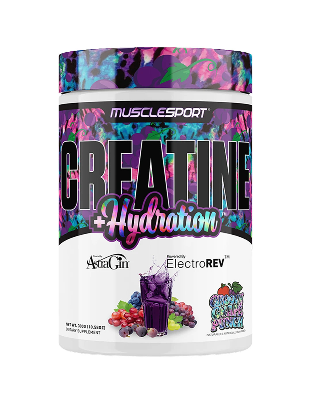 Muscle Sport Creatine Hydration 300g Groovy Grape Punch Front 1.pn | ASN