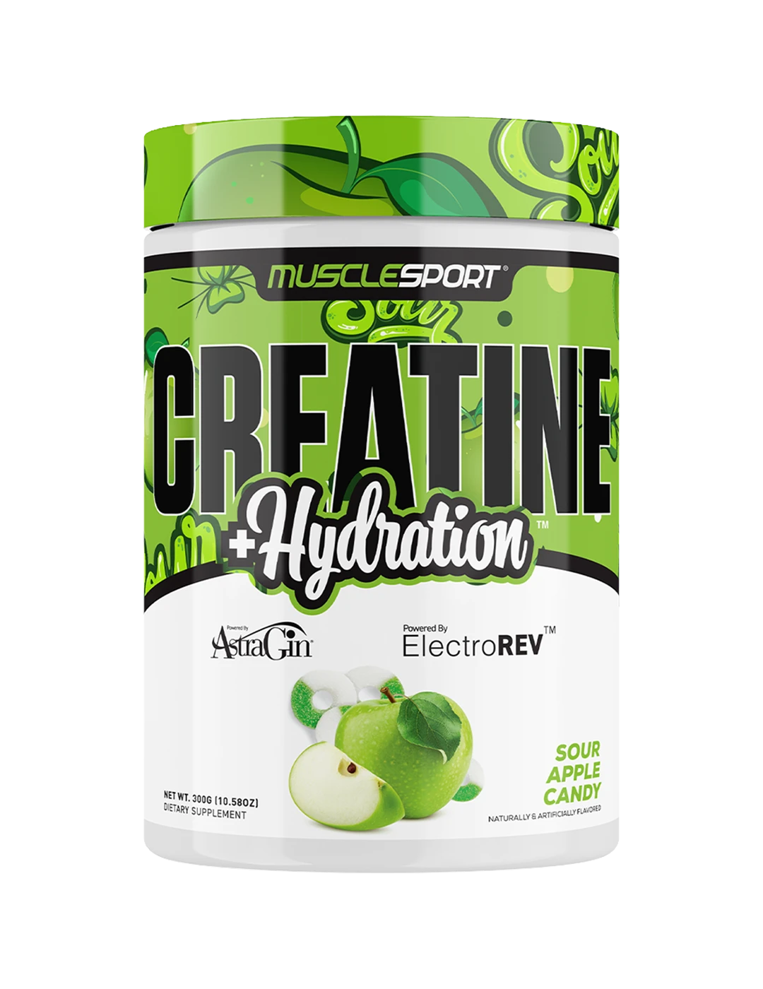 Muscle Sport Creatine Hydration 300g Sour Apple Candy Front 1 | ASN