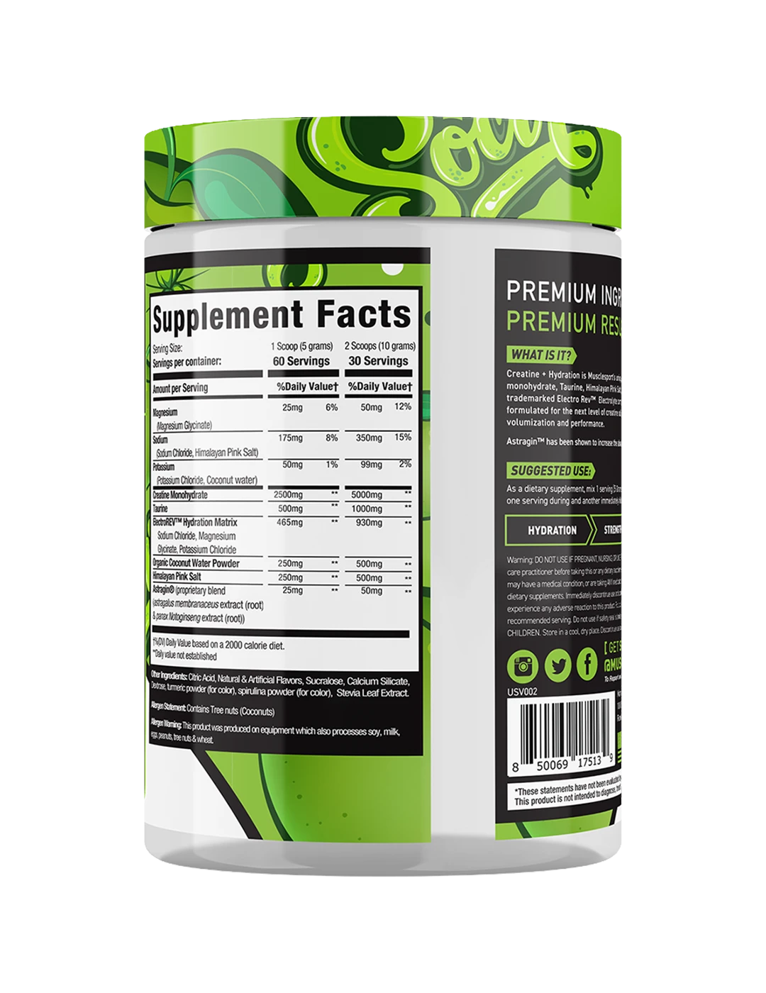 Muscle Sport Creatine Hydration 300g Sour Apple Candy NIP | ASN