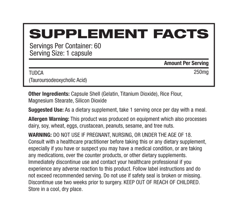 Musclesport Tudca Liver Support 60 Capsules Supplement Facts Panel – Musclesport | ASN