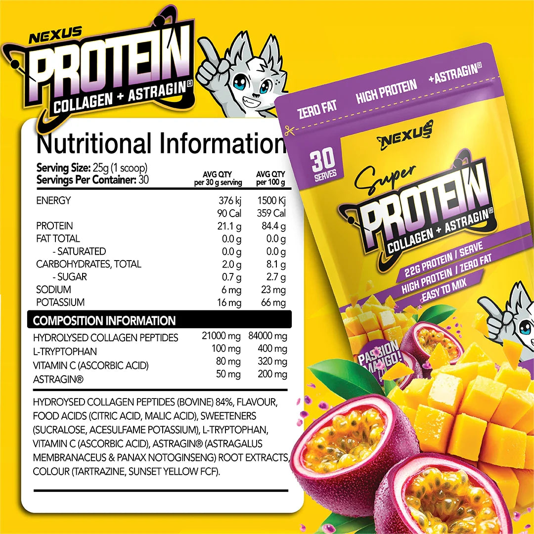 Nexus Super Protein Passion Mango Nutritional Panel | ASN