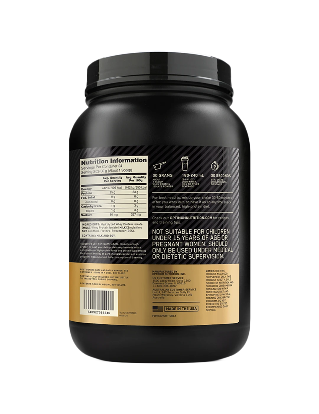 Optimum Nutrition Gold Standard 100% Whey Isolate
