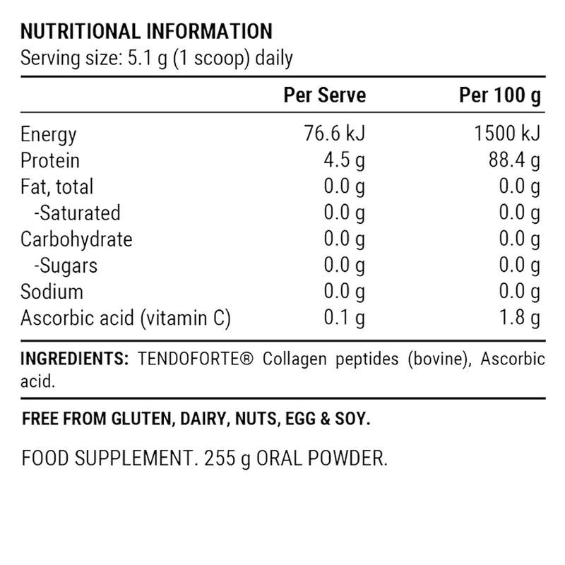 Pillar Performance Collagen Repair Unflavoured Supplement Facts Panel – Pillar Performance | ASN