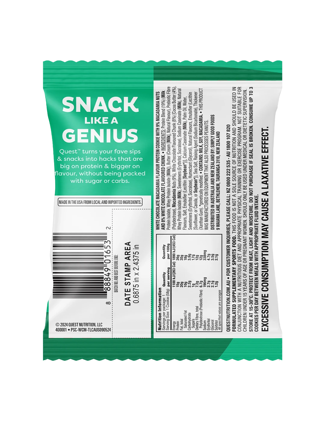 Quest Protein Cookie 58g White Chocolate Macadamia NIP | ASN