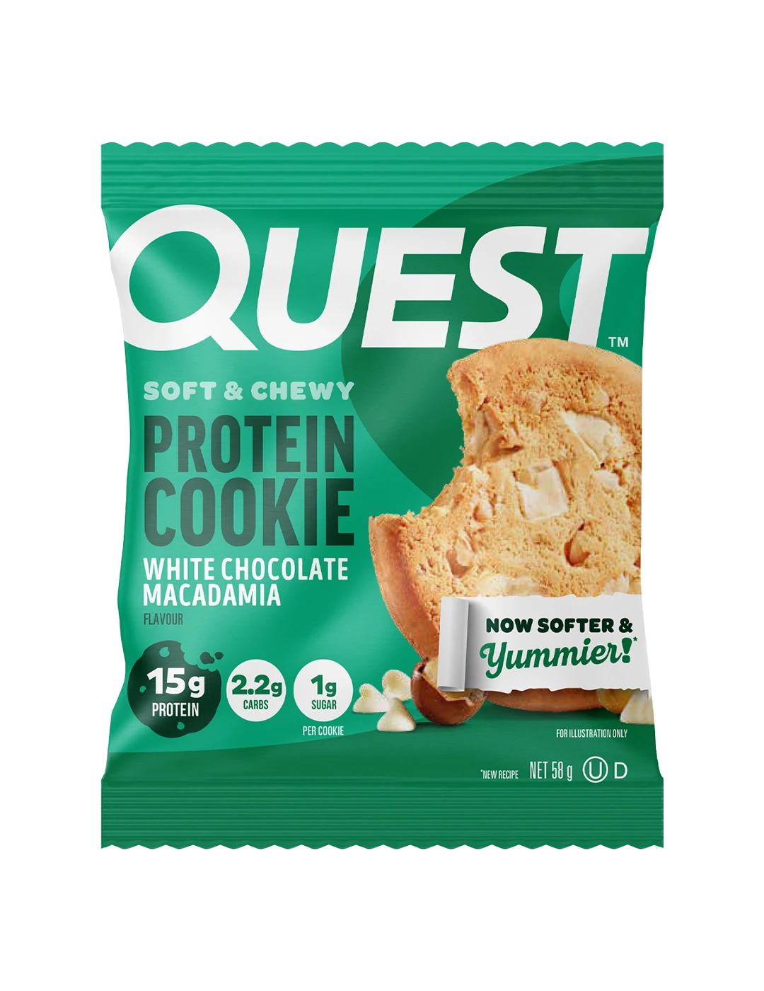 Quest Protein Cookie 58g White Chocolate Macadamia Wrapper | ASN