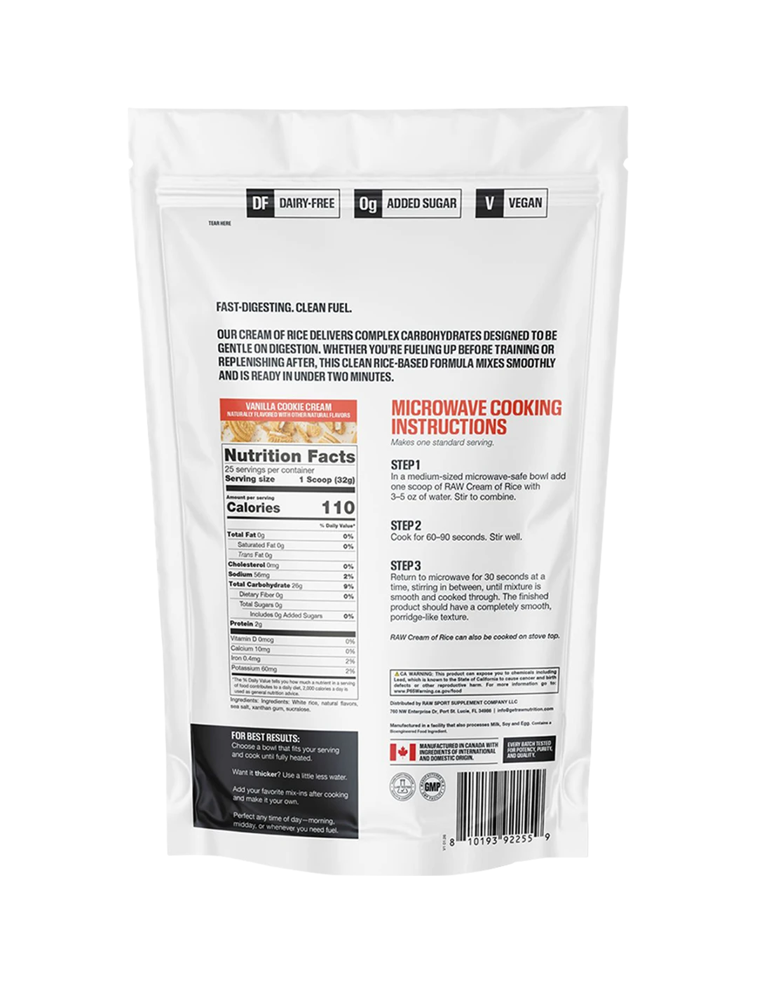 RAW Nutrition Cream of Rice