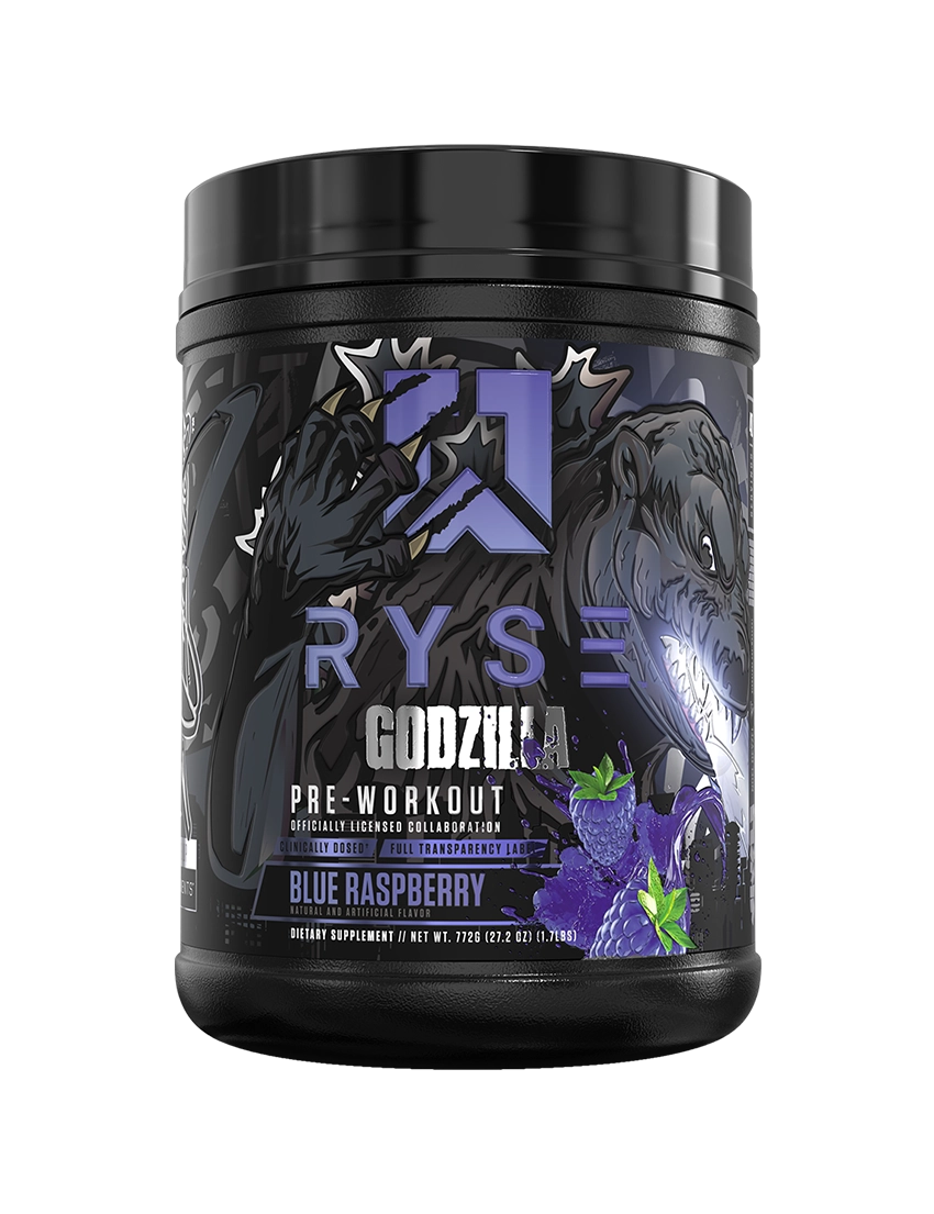 RYSE Godzilla Pre Workout 40 Serve Blue Raspberry Front | ASN