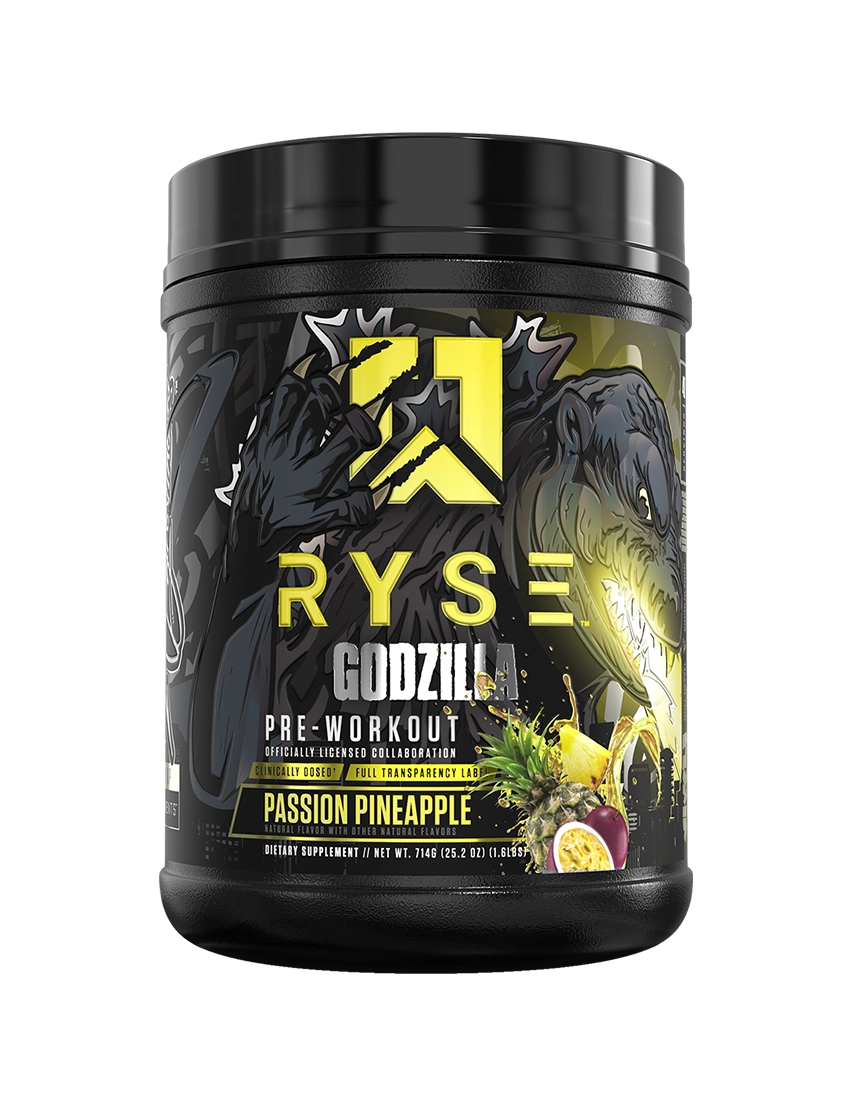 RYSE Godzilla Pre Workout 40 Serve Passion Pineapple Front | ASN