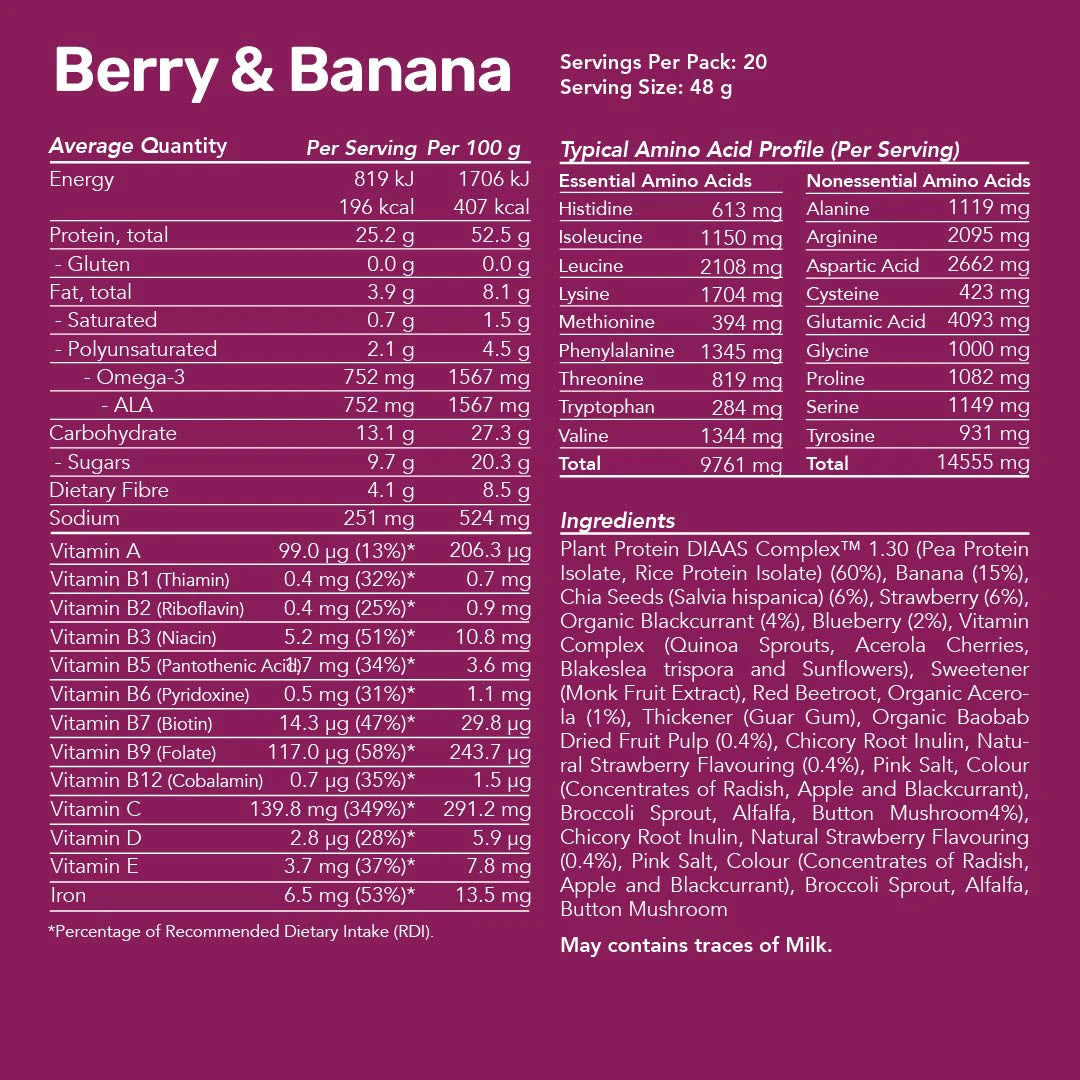 Radix Protein Smoothie Bulk Bag Plant Berry Banana | ASN