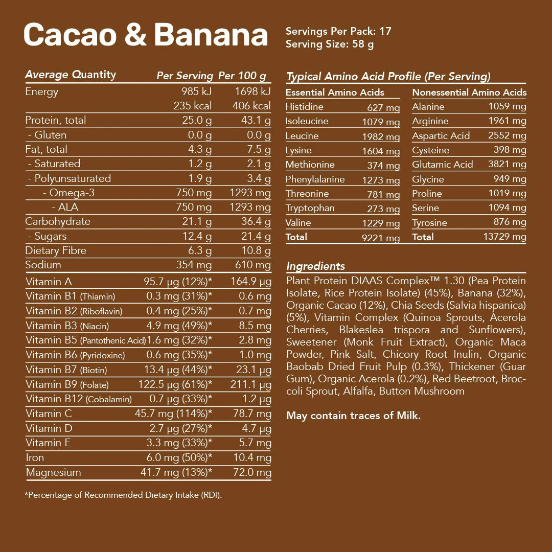 Radix Protein Smoothie Bulk Bag Plant Cacao Banana | ASN