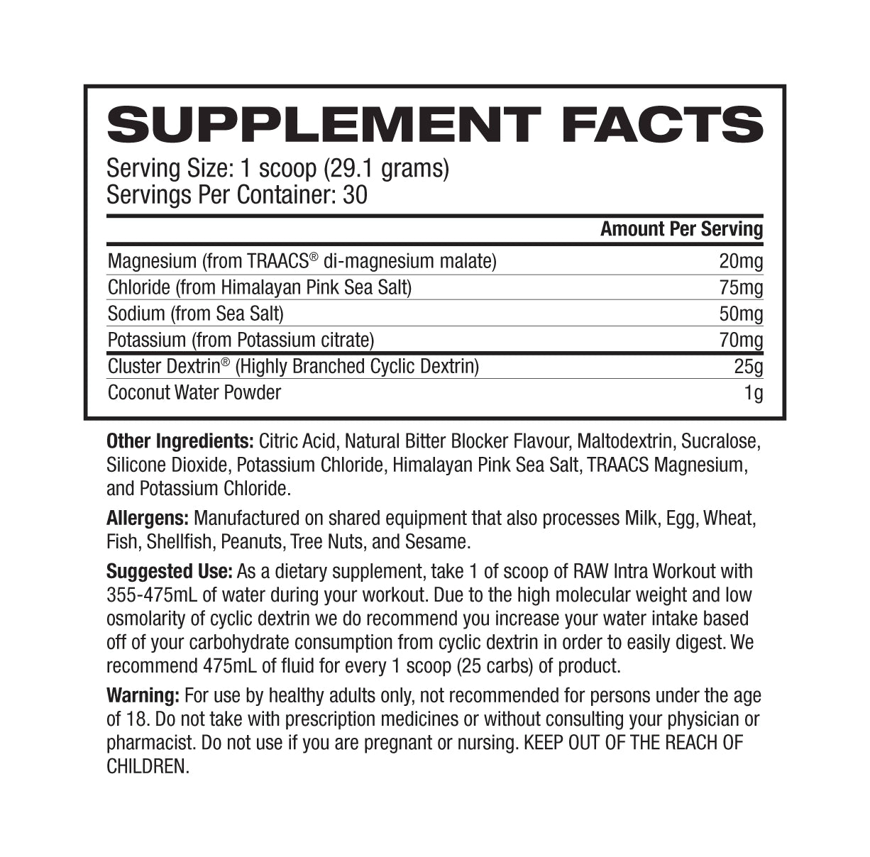 Raw Intra Workout 30 Serve Lemon Lime | ASN