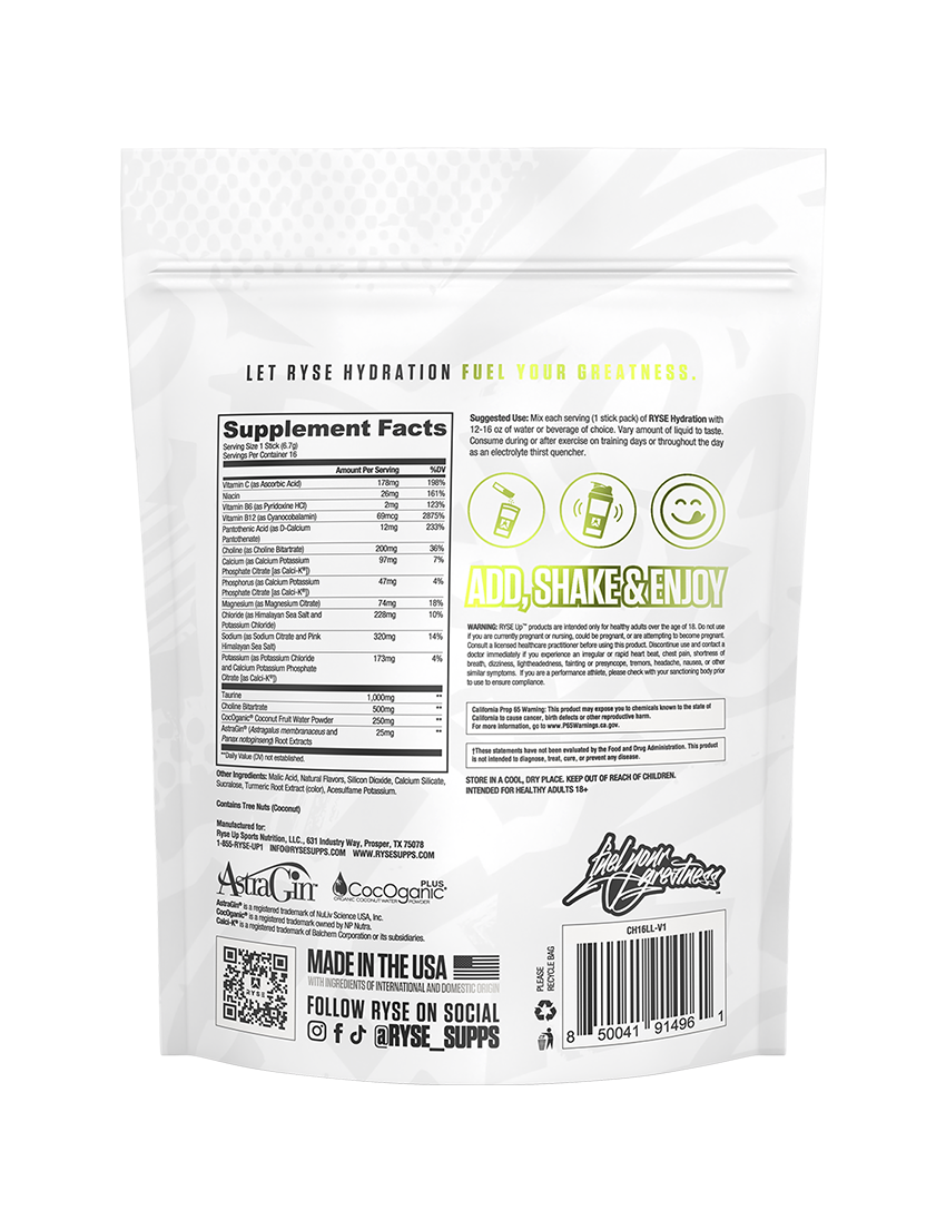 Ryse Core Hydration 16 Serve Lemon Lime SFP | ASN