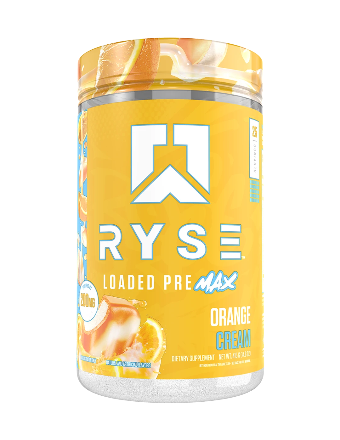 Ryse Loaded Pre Max 25 Servings Orange Cream Front | ASN