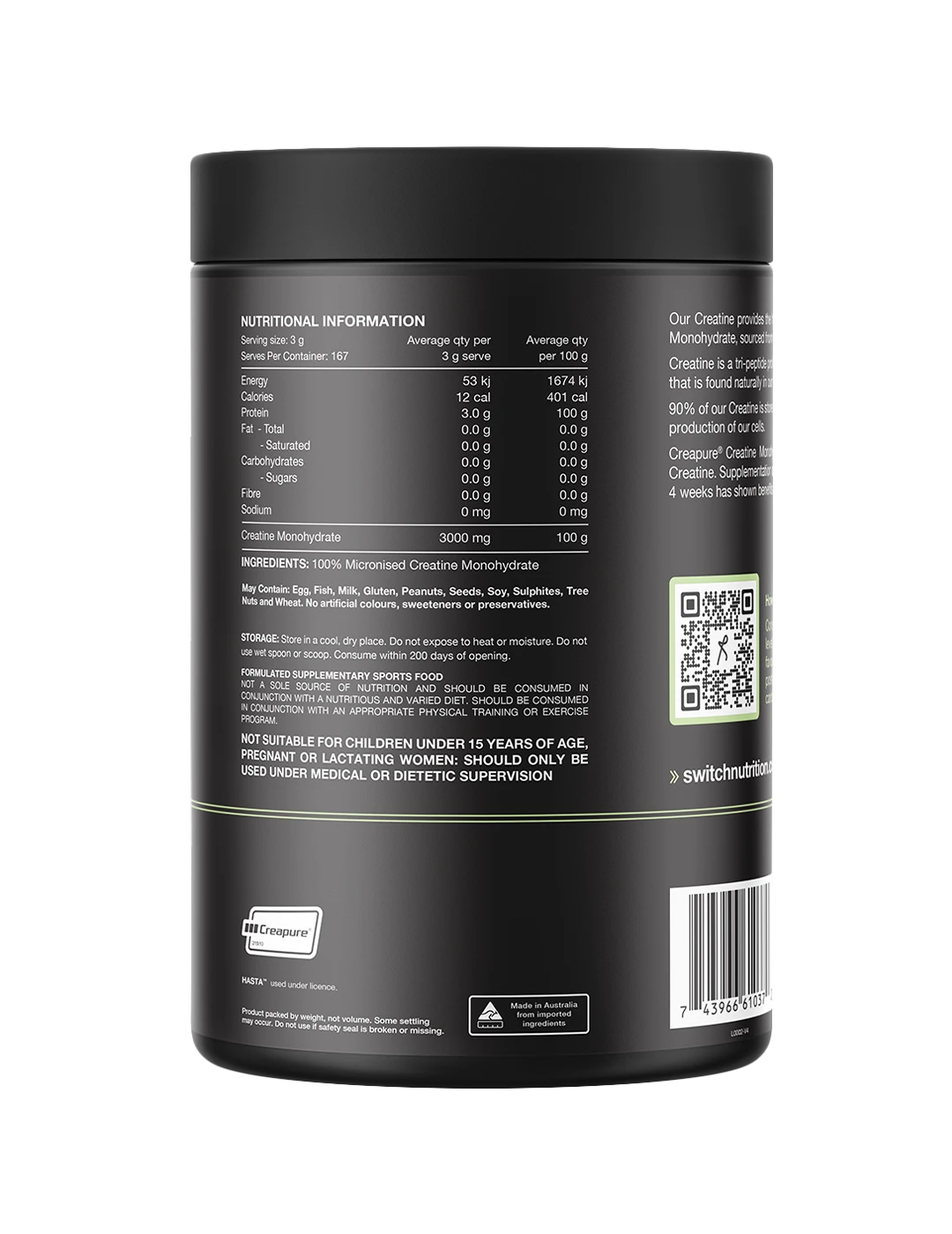 Switch Nutrition Perform CreaPure® Creatine Monohydrate