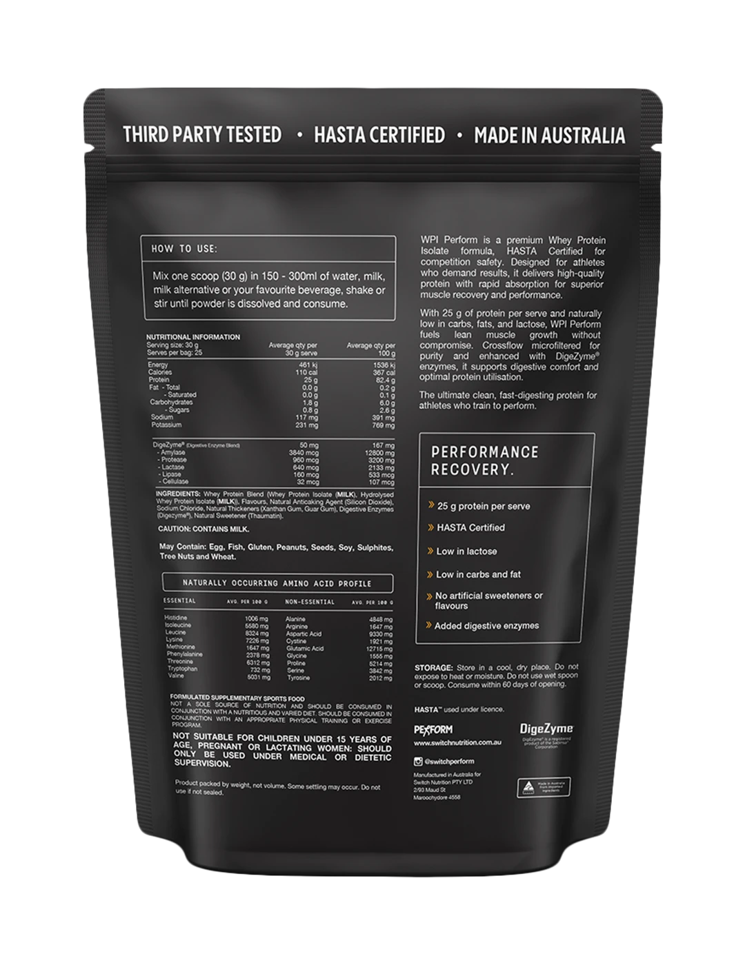 Switch Nutrition Perform Whey Protein Isolate