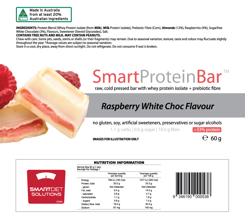 Smart Protein Bar Raspberry White Choc NIP | ASN