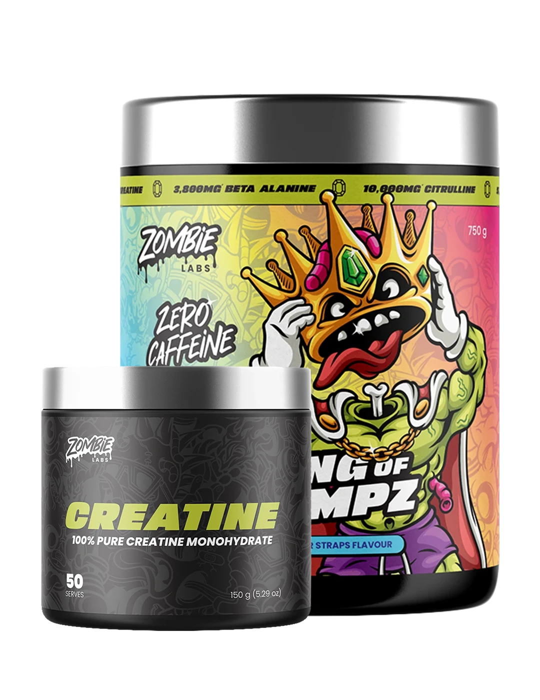 Zombie Labs KING OF PUMPZ Non-Stim Pre-Workout + Free Creatine Savage Sour Straps 150g – Zombie Labs | ASN