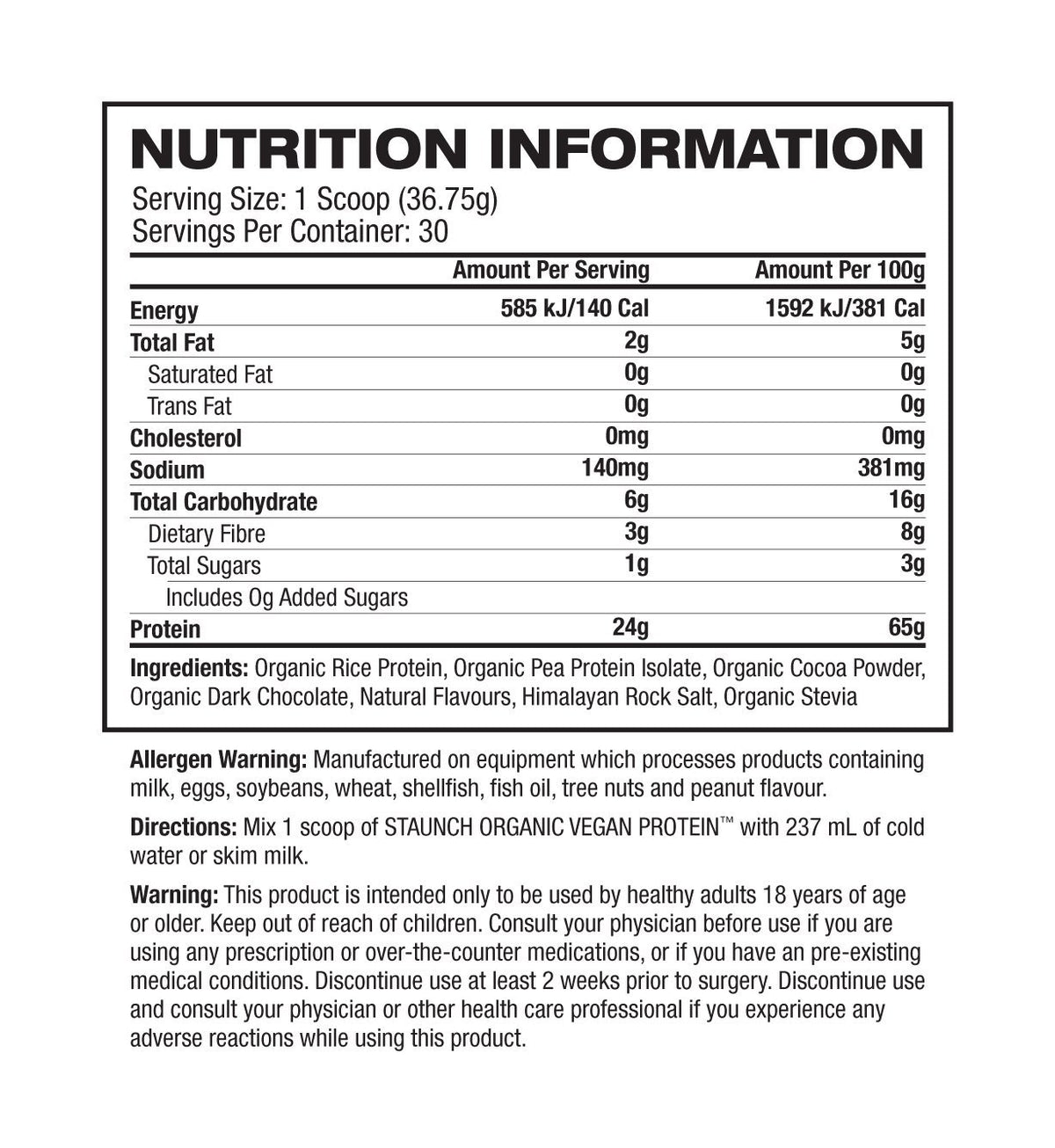 Staunch Vegan Protein - Supplement Information | ASN Online